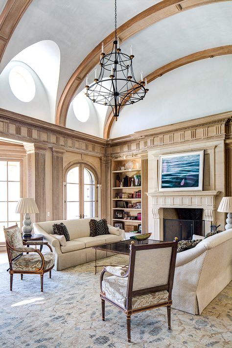 A barrel-vault ceiling and limed white-oak millwork create drama and a sense of coziness in a library.  Architecture: Dalgliesh Gilpin Paxton Architects Photo: Andrea Hubbell  #handdportfolio #top100architects  #dgparchitects #architecture #dmvarchitects #dmvarchitecture #design #interiors #grand #library #designinspiration #inspiration #elegant Barrel Vaulted Ceiling, Circular Dining Room, Curved Ceiling, Room Decor Ideas Diy, Barrel Vault, Secret Library, Barrel Vault Ceiling, Interior Design Jobs, Barrel Ceiling