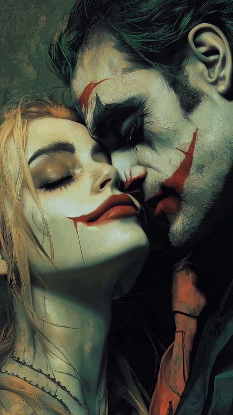 Joker And Harley Comic, Dc Joker Art, Joker And Harley Quinn Aesthetic, Harley Quinn Kunst, Joker Illustration, Harley Quinn Illustration, Vivid Artwork, Complex Emotions, Harley Quinn And The Joker