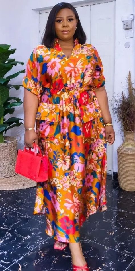 Style For Flower Material Long Gown, Chiffon Tops Blouses Classy Nigeria, Flowered Crepe Gown Styles, Flower Materials Styles For Ladies, Bubu Material Gown Styles Latest, Latest Materials Gown Styles For Ladies, Crepe Bubu Gown Styles Latest, Simple Material Gown Style For Women, Flower Material Styles For Ladies