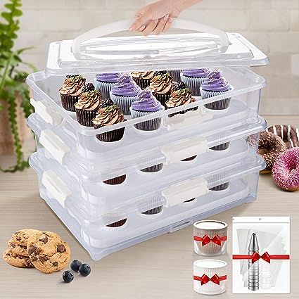 Cake Transport, Cupcake Carrier, Bakeware Storage, Cupcake Container, Bakers Kitchen, White Cupcakes, Cupcake Holder, Plastic Organizer, Pink Cupcakes