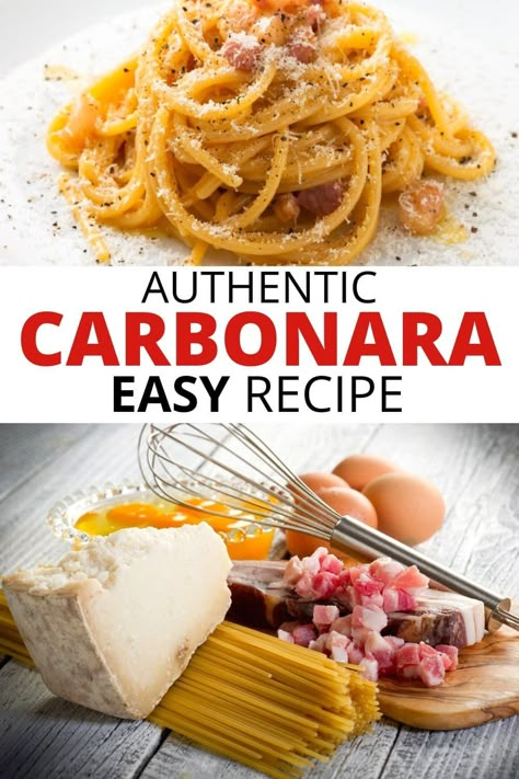 Best Carbonara in Rome (+ Easy Carbonara Recipe) Traditional Pasta Carbonara Recipe, Authentic Pasta Carbonara Recipe, Italian Spaghetti Carbonara, Carbonara Pasta Rome, Pasta Al Carbonara, The Best Carbonara Recipe, Homemade Pasta Carbonara, Real Italian Carbonara, Roman Carbonara Recipe