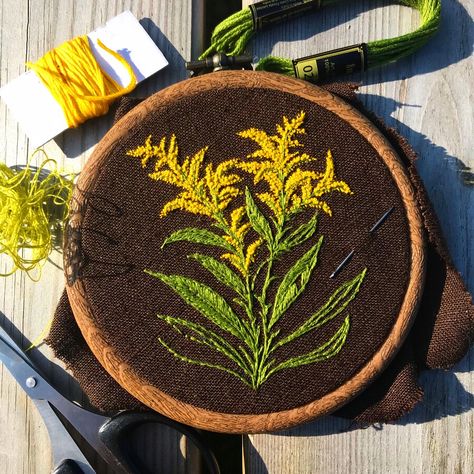 Golden Rod Embroidery, Goldenrod Embroidery, Goldenrod Flower, Embroidered Art, Floral Fashion, Still Working, Embroidery Inspiration, Embroidery Patches, Grown Up