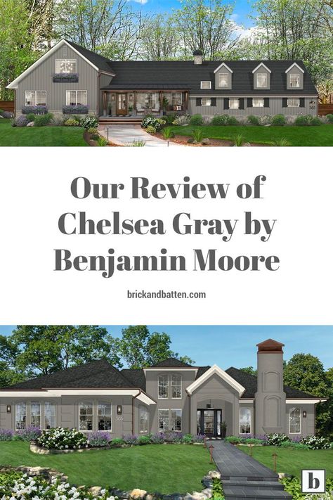 When it comes to gray exterior paint colors, there are seemingly endless shades to choose from, but Chelsea Gray by Benjamin Moore is one of our favorites. Its versatility makes it a good go-to regardless of building style or cladding texture. Grey Painted Houses Exterior, Chelsea Grey Benjamin Moore Exterior, Bm Chelsea Gray Exterior, Chelsea Grey Exterior House, Chelsea Gray Exterior House, Benjamin Moore Chelsea Gray Exterior, Chelsea Gray Benjamin Moore Exterior, Chelsea Gray Exterior, Chelsea Grey Benjamin Moore