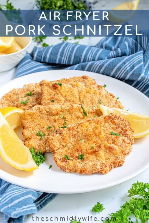 Pork Schnitzel Recipe, Pork Cutlet Recipes, Air Fryer Recipes Pork, Air Fryer Pork, Schnitzel Recipes, Air Fryer Pork Chops, Pork Schnitzel, Air Fryer Oven Recipes, Fry Recipes