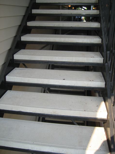 iron-anvil-stairs-double-stringer-treads-concrete-smooth-by-others2 Stairs Detail, Iron Stairs, Outside Stairs, Patio Stairs, Straight Iron, Straight Fashion, Stairs Stringer, Concrete Staircase, Stairs Design Interior