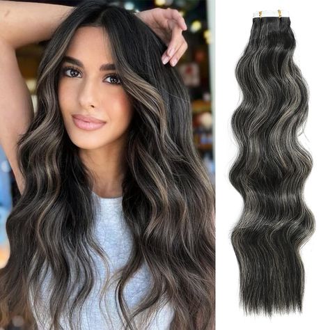 PRICES MAY VARY. 1.Product Specifications: 10 PCS 20 Inch tape in hair extensions,total 50g per package. 2.We commend using 3-4 packs to add the length,2-3 packs to add the thickness,1 pack to add highlights effect. 3.Material: This wavy tape in hair extensions is made of high quality heat resistant synthetic fiber,natural,soft and smooth,looks very real as human hair.And it cost less than human hair. 4.This hair extensions easy to wear,no foreign body sensation,not easy to fall off.And the tape Wavy Extensions, Tape Ins, Synthetic Hair Extensions, Nail Health, Tape In Hair Extensions, Brunette Hair, Brunettes, Hair Extension, Synthetic Fiber