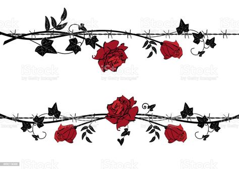 Rose With Barbed Wire, Rose Thorn Tattoo, Tattoos Man, Family Name Tattoos, Rose Vine Tattoos, Carp Tattoo, Wire Tattoo, Thorn Tattoo, Barbed Wire Tattoos