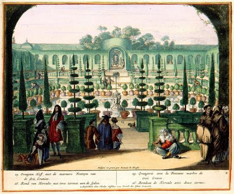 See more and background at: bibliodyssey.blogspot.com/2010/10/pleasure-garden.html Baroque Garden, French Garden Design, Garden Illustrations, Pleasure Garden, Old France, Roman Garden, Gardens Of Versailles, Landscaping Architecture, King Louis Xiv