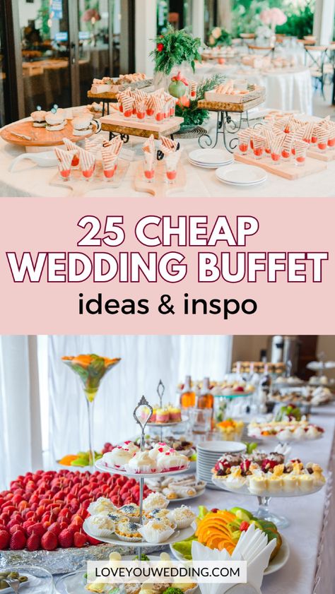 Planning a wedding on a budget and looking for affordable buffet ideas? Whether it’s pizza, Mexican, pasta, or BBQ you’re after, we’ve got the best cheap wedding buffet ideas to suit any taste. Explore budget wedding menu ideas and easy DIY buffet stations that will impress your guests without breaking your budget! Wedding Buffet Ideas, Buffet Menu Ideas, Cheap Wedding Food, Diy Wedding Buffet, Budget Wedding Centerpieces, Diy Buffet, Reception Buffet, Buffet Wedding Reception, Diy Wedding Food