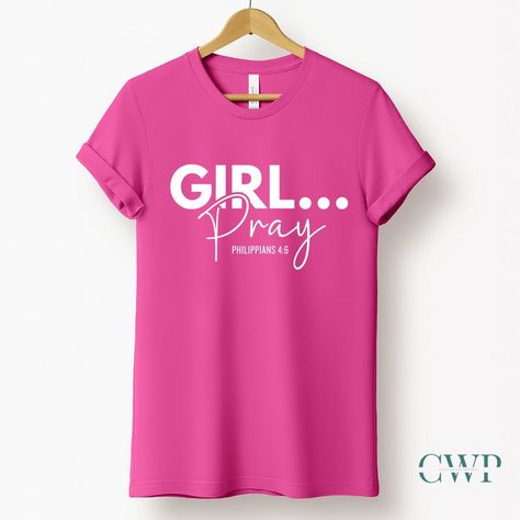 Let this be your new anthem to your sisters in Christ “GIRL PRAY”. We have to change our language this season and prayer is this key! Join the movement and grab your GIRL PRAY TEE TODAY‼️ #faithbasedapparel #faithbasedclothing #faithbasedtshirts #faithinspired #girlpray #thepowerofprayer #kingdomwoman #faithfashion #womanofgod Don't Forget To Pray, Pray About It, Cast Your Cares, Kingdom Woman, Philippians 4 6, Faith Based Clothing, Prayer Changes Things, Cute Shirt Designs, Women Of Faith