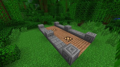 Stone and wood walkway, lit with glowstone. Great idea. Minecraft Walkway, Minecraft Transportation, Minecraft Skyblock, Minecraft V, Minecraft Car, Minecraft Wall, Minecraft Village, Wood Walkway, Village Ideas