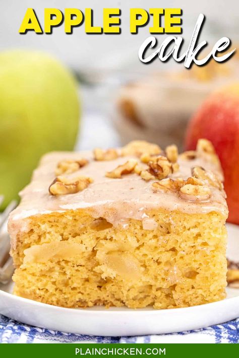 Apple Pie Cake Recipe, Pie Cake Recipe, Spiced Apple Pie, Yellow Cake Mix Recipes, Lemon Cream Cheese Bars, Apple Pie Cake, Easy Apple Cake, Kentucky Butter Cake, Pumpkin Crunch