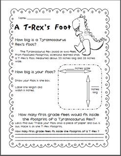 First Grade Found Me: Dinosaurs Part II and T-Rex freebies Dinosaur Poem, Measuring Activities, Dinosaur Math, Dinosaur Unit Study, First Grade Themes, Dinosaur Lesson, Dinosaur Classroom, Dinosaur Theme Preschool, Dinosaur Activities Preschool