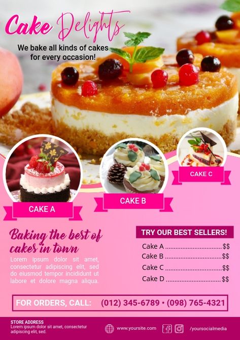 620+ Cake Customizable Design Templates | PosterMyWall Cake Sale Poster Template, Cake Templates Design, Cheesecake Poster Design, Cake Flier Designs, Cake Advertising Design Poster, Cake Flyer Design Templates, Cake Poster Advertising, Cake Advertising Poster, Cake Sale Poster