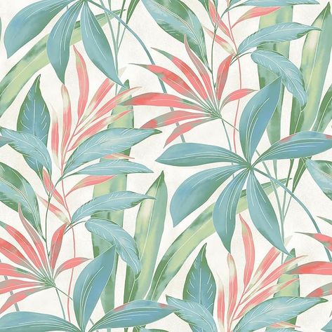 Amazon.com: Tommy Bahama Surface Style - Peel and Stick Wallpaper, Botanical Wallpaper for Bedroom, Powder Room, Kitchen, Vinyl, 30.75 Sq Ft Coverage (Buena Vista Collection, Coral) : Clothing, Shoes & Jewelry Renovation Aloha Hgtv, Airbnb Ideas, Fabric Wall Decor, Coral Wallpaper, Tommy Bahama Home, Paintable Wallpaper, Beautiful Abstract Art, Commercial Wallpaper, Tropical Wallpaper