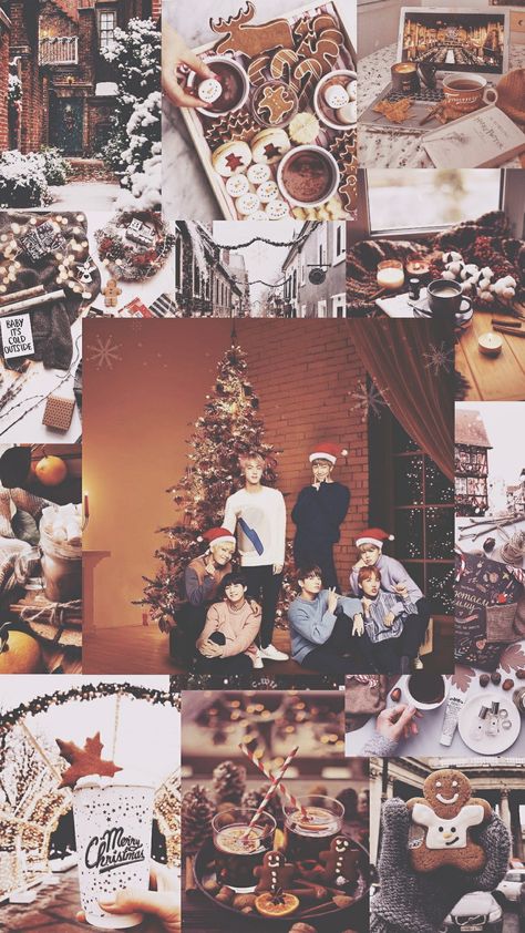 Bts Christmas Aesthetic, Xmas Aesthetic Wallpaper, Xmas Aesthetic, Christmas Wallpaper Aesthetic, Collage Wallpapers, Bts Christmas, Kpop Backgrounds, Kpop Iphone Wallpaper, Christmas Aesthetic Wallpaper