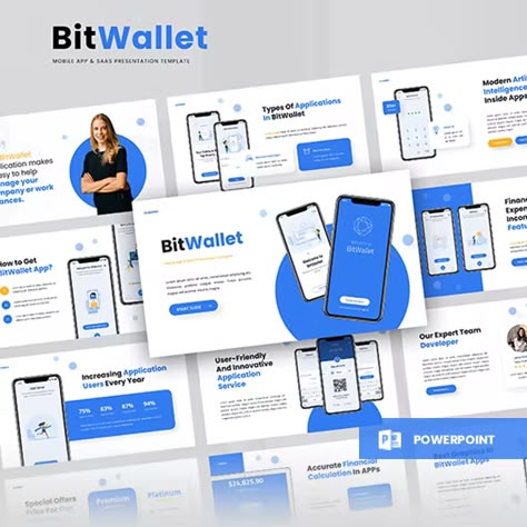 BitWallet - Mobile App & SAAS Powerpoint Template Application Presentation Design, Mobile App Presentation Design, App Presentation Design, Product Presentation Design, Portfolio Presentation Design, Product Powerpoint, Fintech Mobile App, Application Presentation, Presentation App