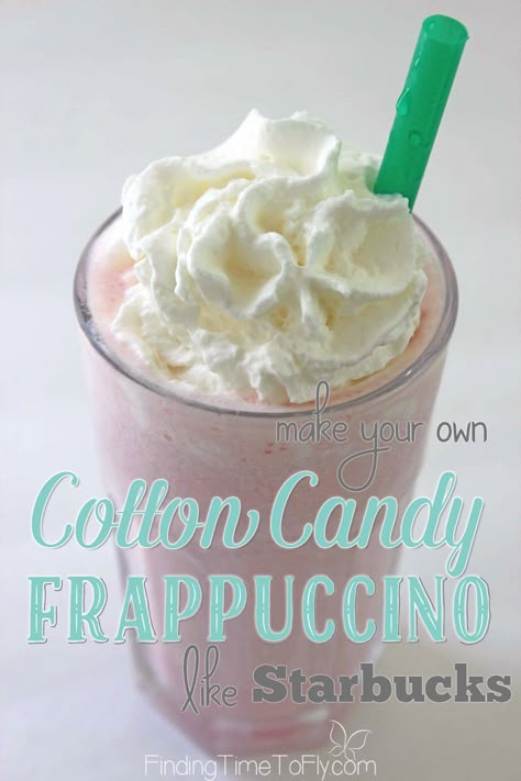 With this recipe I can control the ingredients and reduce the calories and carbs significantly! It also saves me some money to make a Cotton Candy Frappuccino like Starbucks at home! Ice Cream In Blender, April Moodboard, Cotton Candy Recipe, Cotton Candy Frappuccino, Starbucks At Home, Resep Starbuck, Homemade Frappuccino, I Can Control, Frappuccino Recipe