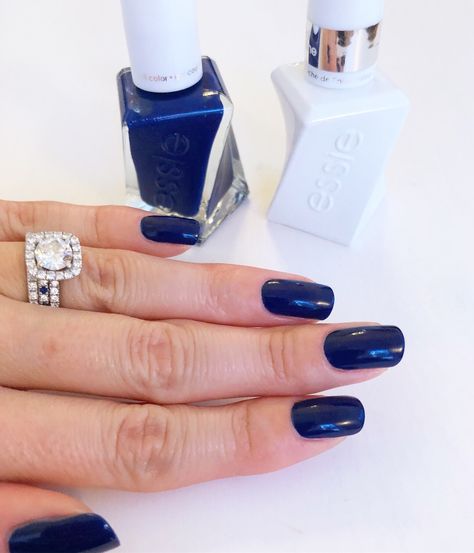 Essie - Gel Couture - On Sapphire - love this navy blue - winter nails Navy Blue Nail Polish, The Ordinary Skincare Routine, Essie Gel Couture, Threading Eyebrows, Hair Color Chocolate, Long Lasting Lip Color, Essie Gel, Gel Couture, Perfect Eyebrows