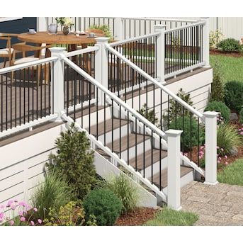 Freedom Camden 6-ft x 36-in White Composite Deck Stair Rail Kit in the Deck Railing Systems department at Lowes.com Deck Rails, Deck Stair Railing, Deck Railing Systems, Aluminum Balusters, Stair Rail, Composite Deck, Deck Stairs, Deck Railing, Deck Railings