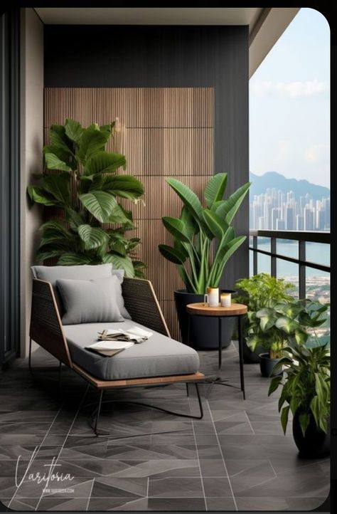 Outdoor Balcony Plants, Chair For Balcony, Modern Balcony Design, City Apartment Decor, Luxury Balcony, Terrace Decor, Small Balcony Design, Interior Design Your Home, Outdoor Living Design