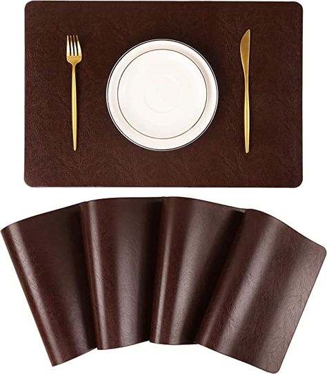 Amazon.com: Faux Leather Placemats, Set of 4 PU Table Mats, Easy to Clean, Heat & Stain Resistant for Office Conference Table,Dinging Home Decor : Home & Kitchen Faux Leather Table Runner, Office Conference Table, Dessert House, Leather Placemats, Kitchen Tops, Conference Table, Linen Textile, Place Mats, Table Mats