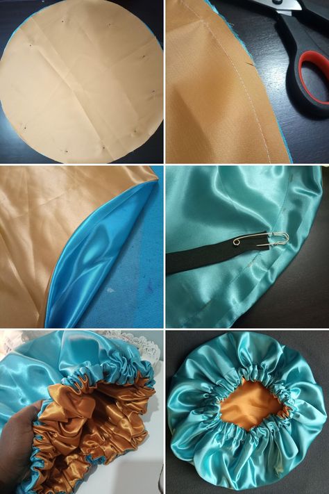 Satin Hair Bonnet Pattern, Hair Bonnet Sewing Pattern, How To Sew A Bonnet, Diy Silk Bonnet, Sleep Bonnet Pattern, Silk Bonnet Pattern, How To Make Hair Bonnet, Diy Bonnet Pattern, Satin Bonnet Pattern Free