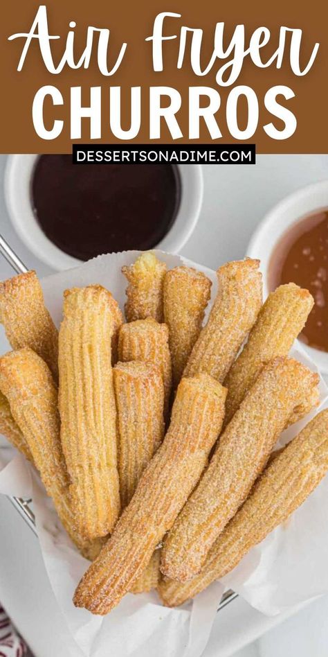 Easy Churro Recipe, Air Fryer Churros Recipe, Air Fryer Churros, Filled Churros, Make Churros, Cinnamon Pastry, Easy Churros Recipe, Air Fryer Recipes Dessert, Homemade Churros