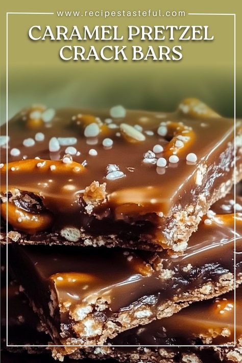 Easy, no-bake Caramel Pretzel Crack Bars are a delightful combination of sweet caramel, crunchy pretzels, and rich chocolate. These bars are incredibly addictive and perfect for any occasion! Chocolate Pretzel Dessert, Chocolate Pretzel Bars, Pretzel Desserts, Chocolate Caramel Pretzels, Pretzel Bars, Baked Pretzels, Caramel Chocolate Bar, Baked Caramel, Caramel Pretzels