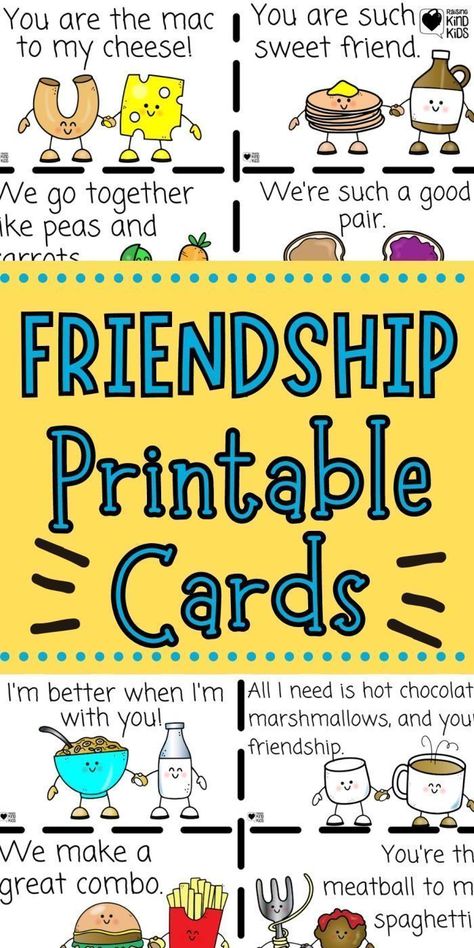 These super fun and kind printable cards are perfect for your kids and their very best friends. Whether you give them out during Christmas, Valentine’s Day, or any other holiday, it will be perfect for them all! Try out these friendship cards right now that everyone will love! Friendship Cards For Kids, Kindness Notes, Cards For Kids, Pass Out, Friendship Cards, Printable Cards, Valentine's Day, Right Now, Best Friends