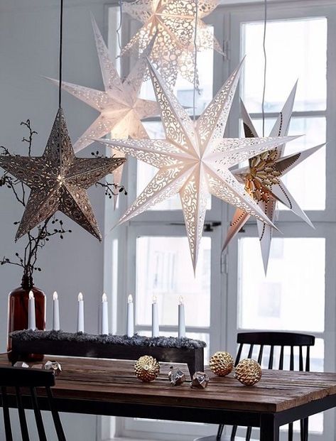 Top 20 Christmas Star Ideas di`light Scandinavian Candles, Jul Diy, Scandinavian Christmas Decorations, Christmas Star Decorations, Christmas Interiors, Nordic Christmas, Christmas Decorations For The Home, Winter Home Decor, Winter Diy