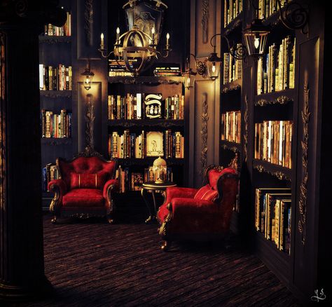 Ironhall - Gothic Library, Yasin Şafak on ArtStation at https://www.artstation.com/artwork/qEr0a Gothic Library Aesthetic, Gothic Classroom, Goth Library, Home Library Aesthetic, Academia Library, Dark Academia Library, Gothic Library, Victorian Library, London Mansion