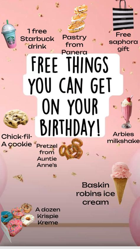 #vibes #free#bdaylist B Day Freebies, Birthday Freebies 2024, Bday Freebies, Freebies On Your Birthday, Bday Stuff, Birthday Things, Birthday Plans, Birthday Freebies, Cute Birthday Ideas