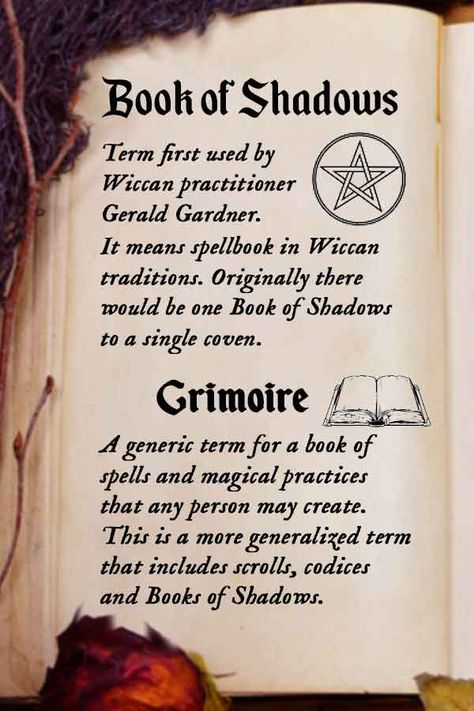 Book Of Shadows Book Cover, Book Of Shadows Opening Page, Starting Book Of Shadows, Stuff To Put In Your Book Of Shadows, How To Start A Shadow Book, Book Of Shadows Vs Book Of Mirrors, Grimoire Book Aesthetic, What To Include In Book Of Shadows, Difference Between Book Of Shadows And Grimoire