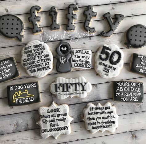 50th Bday Cookies For Men, 50th Cookies Birthday Men, 50th Birthday Cookie Ideas, 50th Birthday Cookies For Men, Cookies For Men, 50th Birthday Cookies, Princess Birthday Party Food, Birthday Greetings For Daughter, 50th Birthday Party Ideas For Men