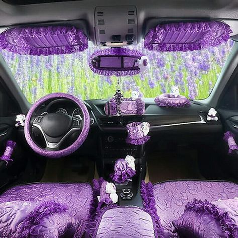 Pink Car Interior, Pink Car Accessories, Car Interior Diy, Bling Car Accessories, New Car Accessories, Car Accessories Diy, Girly Car Accessories, Inside Car, Purple Car