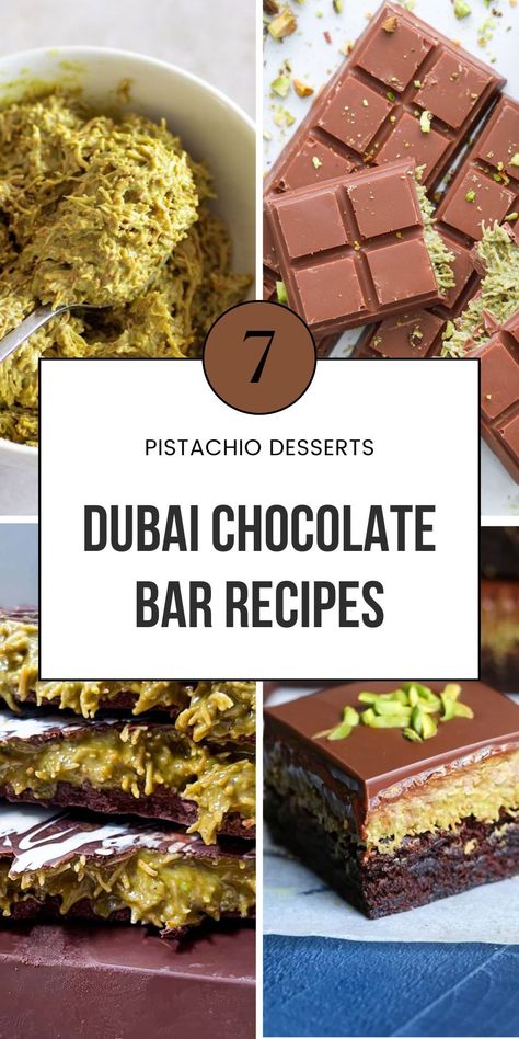 Try these viral Dubai chocolate bar recipes featuring unique flavors, perfect for any dessert lover’s collection. Learn how to bring Dubai's culinary creativity to your kitchen. Save for later! Make Dubai Chocolate, Dubai Chocolate Chip Cookie, Dubai Chocolate Strawberries Recipe, Dubai Bars Recipe, Chocolate Bar Homemade, Dubai Famous Chocolate, Desserts That Keep Well, Homemade Dubai Chocolate, Dubai Chocolate Pistachio Strawberries