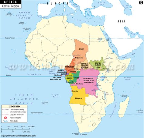 Map showing international boundaries of countries lying in Central Africa Elementary Classroom Rules, Latin America Map, Africa Continent, Africa Travel Guide, African Map, Rift Valley, Map Pictures, Central Africa, America Map