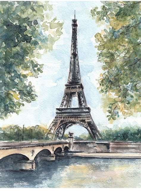 France Sketch, Paris Sketch, Paris Drawing, City Sketches, Eiffel Tower Painting, Eiffel Tower Wall Art, Modern Watercolor Art, Watercolor Art Ideas, Paris Art Print