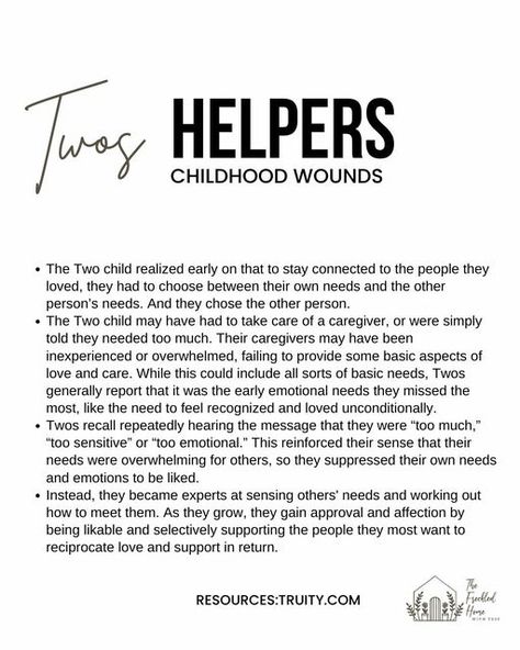 Tess O’Driscoll | Enneamom on Instagram: "Healing childhood wounds using Enneagrams can be a powerful journey of self-discovery and growth. Each Enneagram type offers insights into our core motivations, fears, and defense mechanisms, which often stem from childhood experiences. By understanding your Enneagram type, you can identify patterns of behavior that may have developed as coping mechanisms in response to childhood wounds. For example, Type Ones might seek perfection due to early experiences of criticism, while Type Fours might feel a sense of abandonment and develop a rich inner world as a result. Through self-awareness and compassion, Enneagram enthusiasts can begin to heal these wounds by recognizing their patterns, understanding their triggers, and cultivating healthier responses Healing Childhood Wounds, Healing Childhood, Childhood Wounds, Patterns Of Behavior, Enneagram Type 2, Defense Mechanisms, Enneagram Types, Emotional Resilience, Inner World