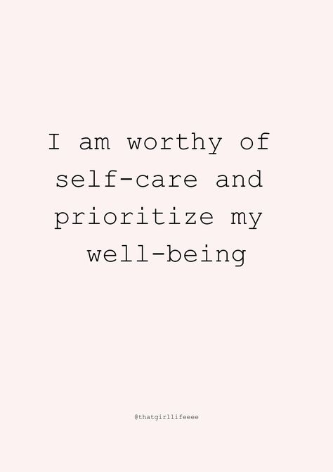 An image of a daily affirmation card with a pink background. The card features the affirmation: 'I am worthy of self-care and prioritize my well-being.' The text is written in a stylish and uplifting font, standing out against the pink backdrop. The combination of colors and positive message conveys a sense of self-love and importance. Prioritize Self Care, Nurture Yourself, Vision Board Pictures Self Care, Self Care Affirmation, Vision Board Pictures, I Am Worthy, You Are Worthy, Self Empowerment, Take Care Of Me