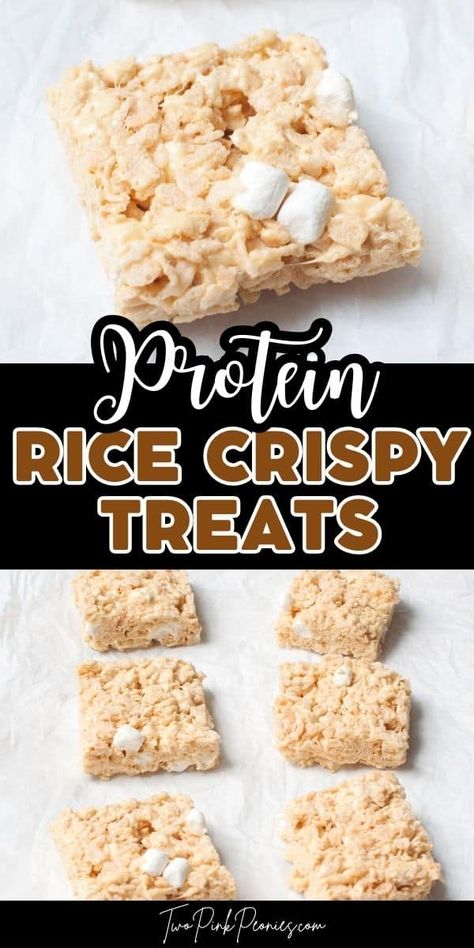 Protein Rice Crispy Treats Recipe - These protein rice crispy treats are not only delicious but so easy to make. They are loaded with tons of extra protein! They make for a wonderful high protein snack. Protein Rice Crispy, Protein Rice Crispy Treats, Easy Protein Snacks, High Protein Dessert, Healthy Protein Desserts, Protein Snacks Recipes, Protein Rice, Crispy Treats Recipe, Rice Crispy Treats Recipe