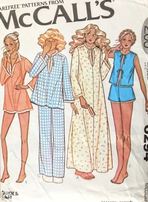 Pj Sewing Patterns For Women, 70s Pyjamas, 1970s Sleepwear, 80s Pyjamas, 1980s Pajamas, 70s Pjs, 70s Loungewear, 70s Pajamas, Pyjamas Pattern