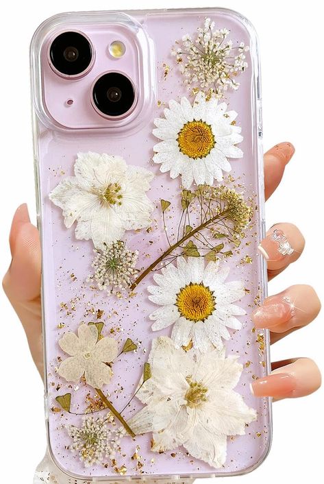 PRICES MAY VARY. ✔️【Compatible with iPhone 14 Plus/ iPhone 15 Plus】The Elegant floral phone case specially designed for iPhone 14 Plus/ iPhone 15 Plus(6.7 inches).Support wireless charging. ✔️【Handmade Real Dried Flower Design】The fashionable and unique phone case embedded with natural real dried flowers.Each of the phone case is unique.Makes your phone attractive. ✔️【Professional Protection】The enough raised lip protect your phone screen and camera surface away damages from scratches and bumps Iphone 13 Flower Case, Feminine Phone Case, Iphone 15 Plus Phone Case, Iphone 15 Cover, Phone Case Inspo Clear, Cute Iphone 12 Cases, Diy Phone Case Ideas Handmade, Iphone 15 Plus Case, Iphone 15 Phone Case