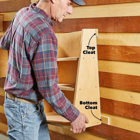 Diy Lumber Rack, Cleat Storage, French Cleat Storage, Tool Wall Storage, French Cleat System, Lumber Rack, Tool Wall, Workshop Plans, Garage Organization Diy