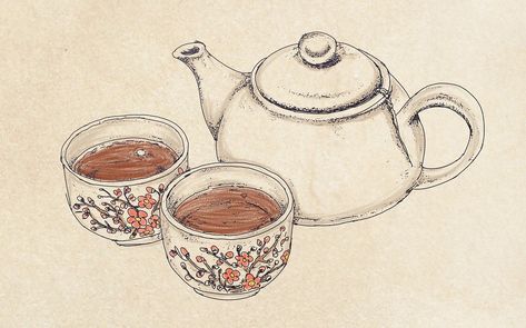 Teapot Sketch, Drawing Ideas Sketching, Teapot Drawing, Step By Step Sketches, Tea Pots Art, Ginger Peach, Sketching Techniques, Unique Drawings, Diy Art Projects