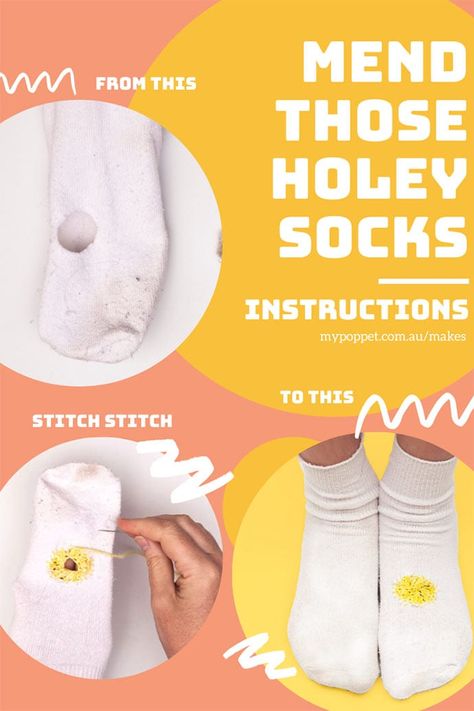 How to Darn Large Holes in Socks | My Poppet Makes How To Darn Socks, Darn Socks, Sausage Roll Recipe, Classic Fashion Pieces, Diy Beach Bag, Neoprene Face Mask, Sausage Roll, Diy Shorts, Visible Mending