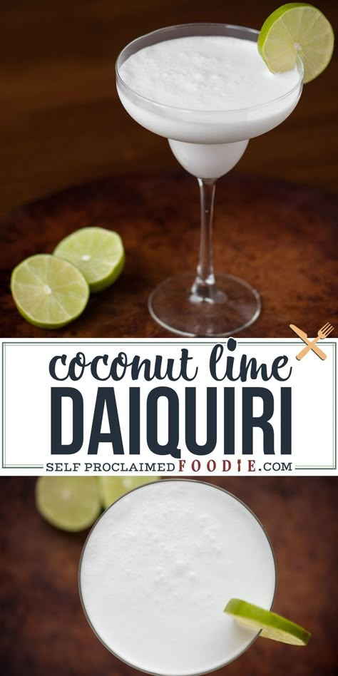 Blend up this three ingredient Coconut Lime Daiquiri. It's simple to make and in minutes you'll have a tasty, tart, & refreshing tropical cocktail. #daiquiri #coconut #lime #cocktail #blended #recipe #easy #rum Coconut Daquiri, Coconut Daiquiri, Lime Daiquiri, Strawberry Smoothie Bowl Recipe, Toddler Smoothie Recipes, Protein Smoothie Recipes Healthy, Peanut Butter Smoothie Bowl, Smoothie Bowls Recipe Easy, Smoothie Bowl Recipe Healthy