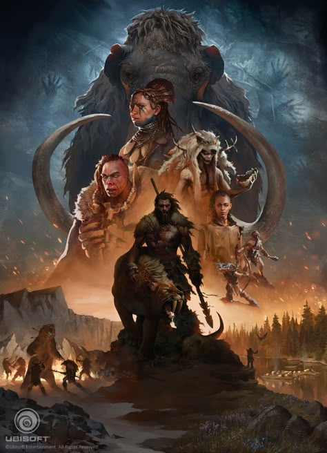 ArtStation - Far Cry Primal Poster, Naomi Savoie Far Cry Primal, Early Humans, Far Cry, Prehistoric Animals, Fantasy Warrior, 판타지 아트, Fantasy Artwork, Mythical Creatures, Canvas Poster