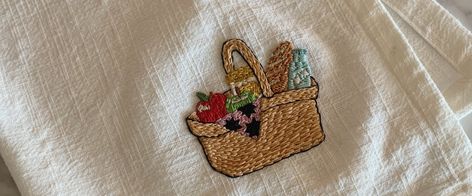 Picnic Basket Embroidery Tutorial | LoveCrafts Picnic Embroidery, Basket Embroidery, Pretty Picnic, Long And Short Stitch, Harvest Basket, Wooden Embroidery Hoops, Embroidery Tutorial, Basket Design, Shirt Embroidery